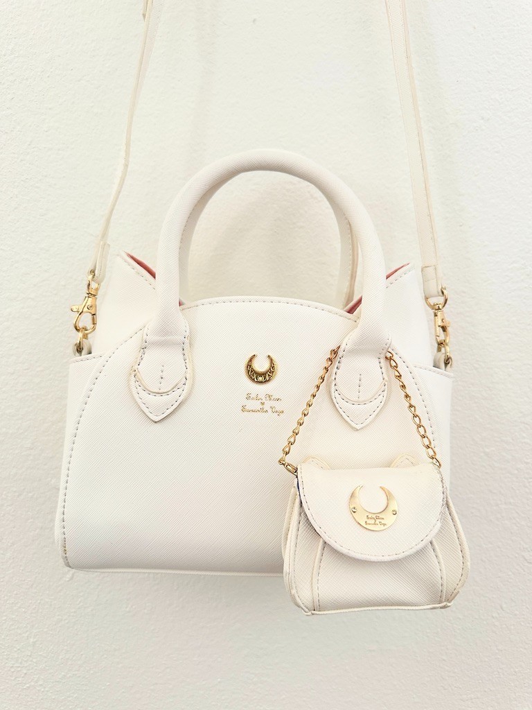 Sailor Moon Samantha Vega White Cat Handbag Leather Purse Crossbody Shoulder Bag