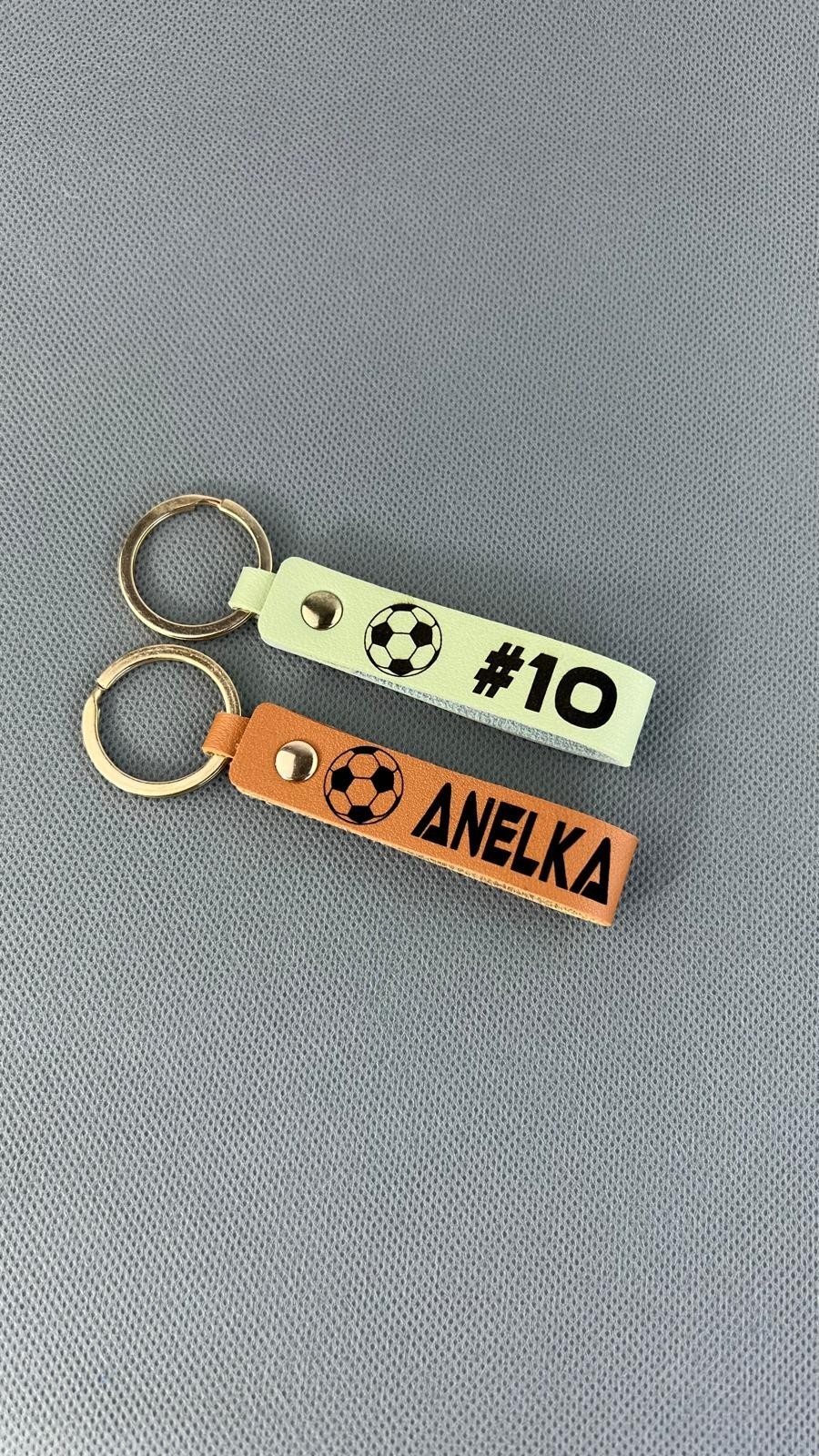 Handmade Leather Keychain Personalized Text Name Logo Custom Gift for Him Her