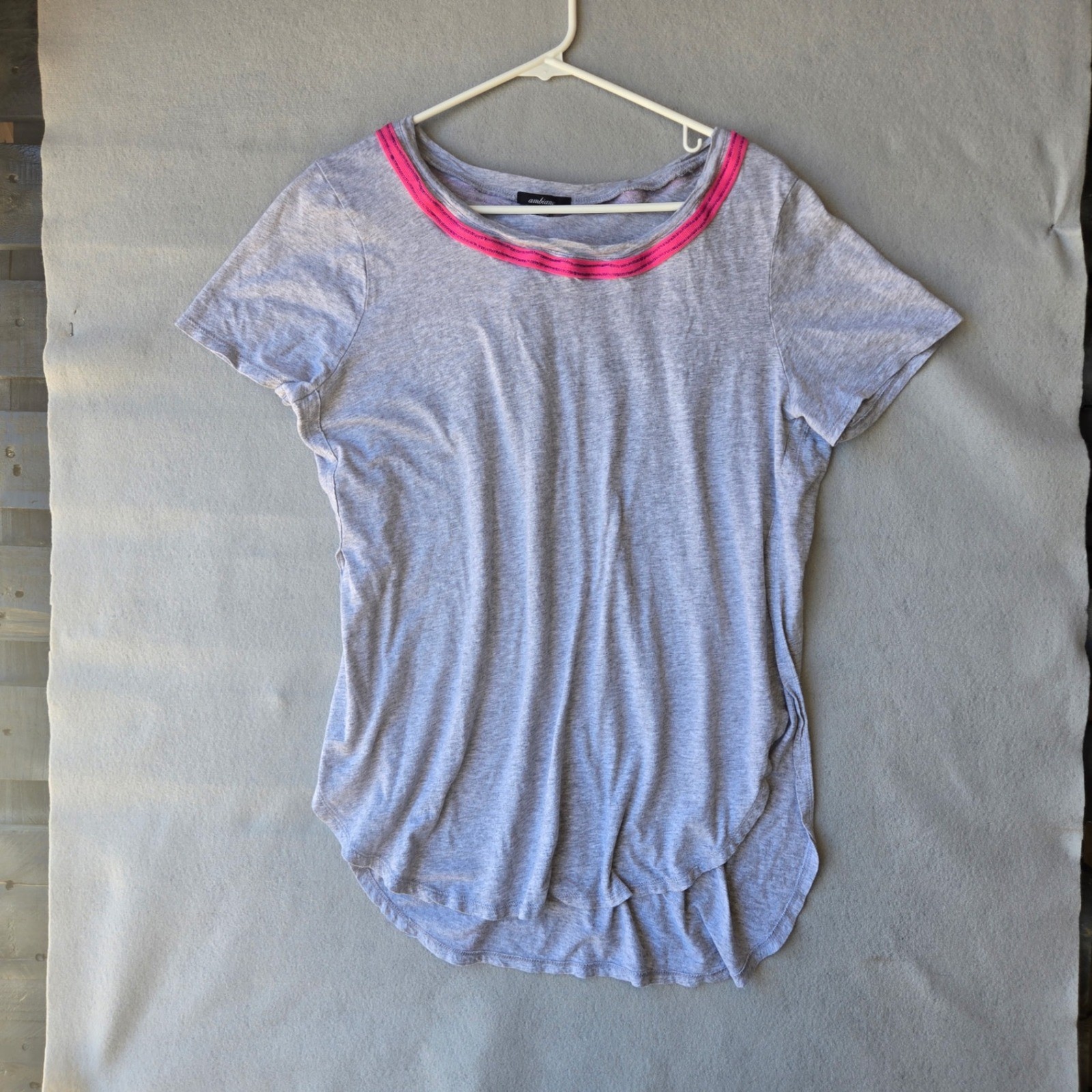 Ambiance Womens 1X Heather Gray Pink Tie Back High Low T-Shirt Top 69411XL