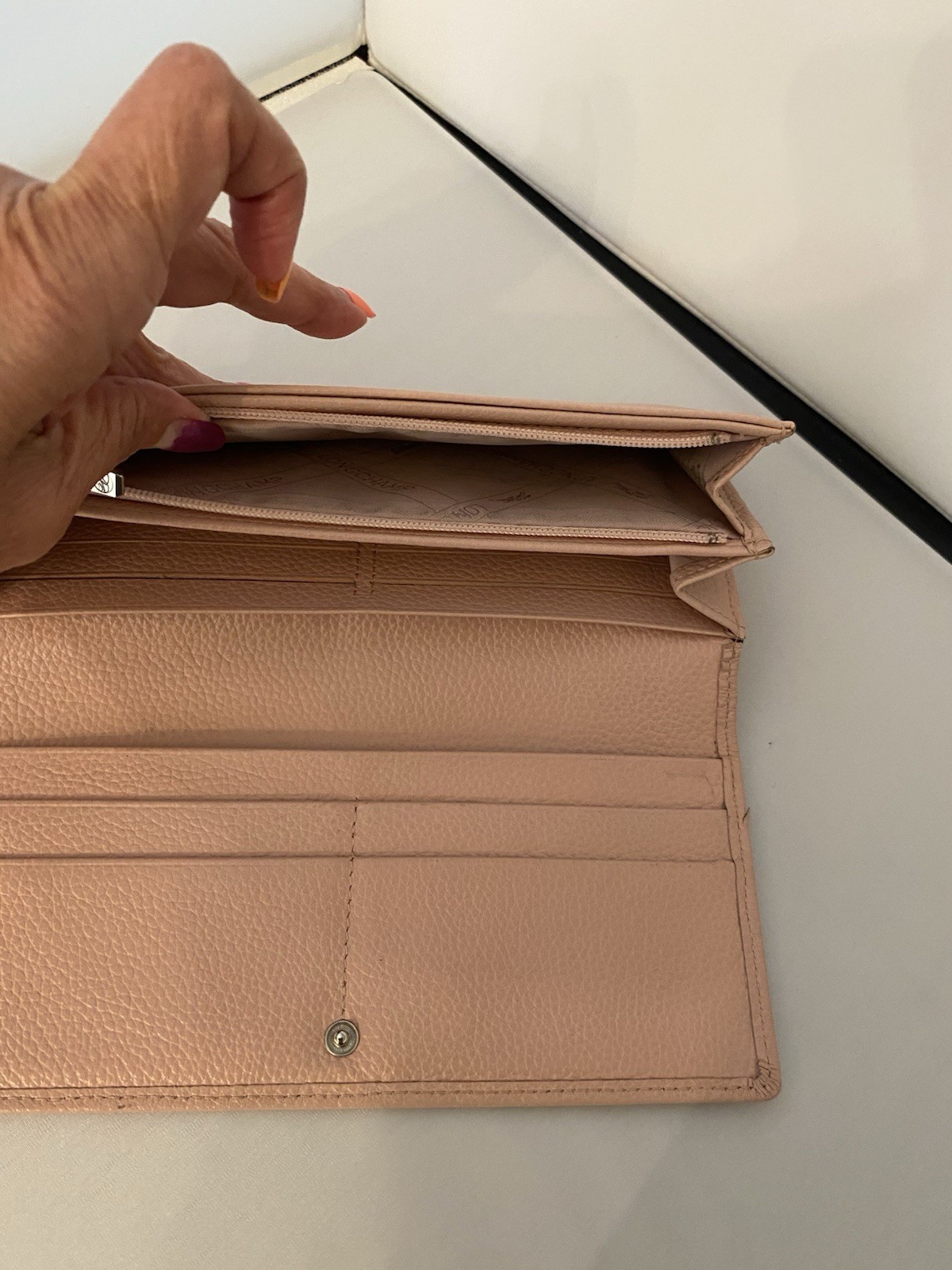 Longchamp Veau Foulonme Continental Leather Long Wallet,Powder Pink