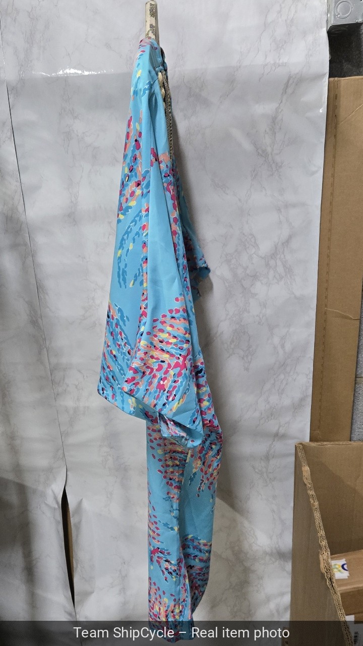 Lilly Pulitzer Wilda Bright Blue Beaded Neck Caftan Dress 238 Shorely Br G2U
