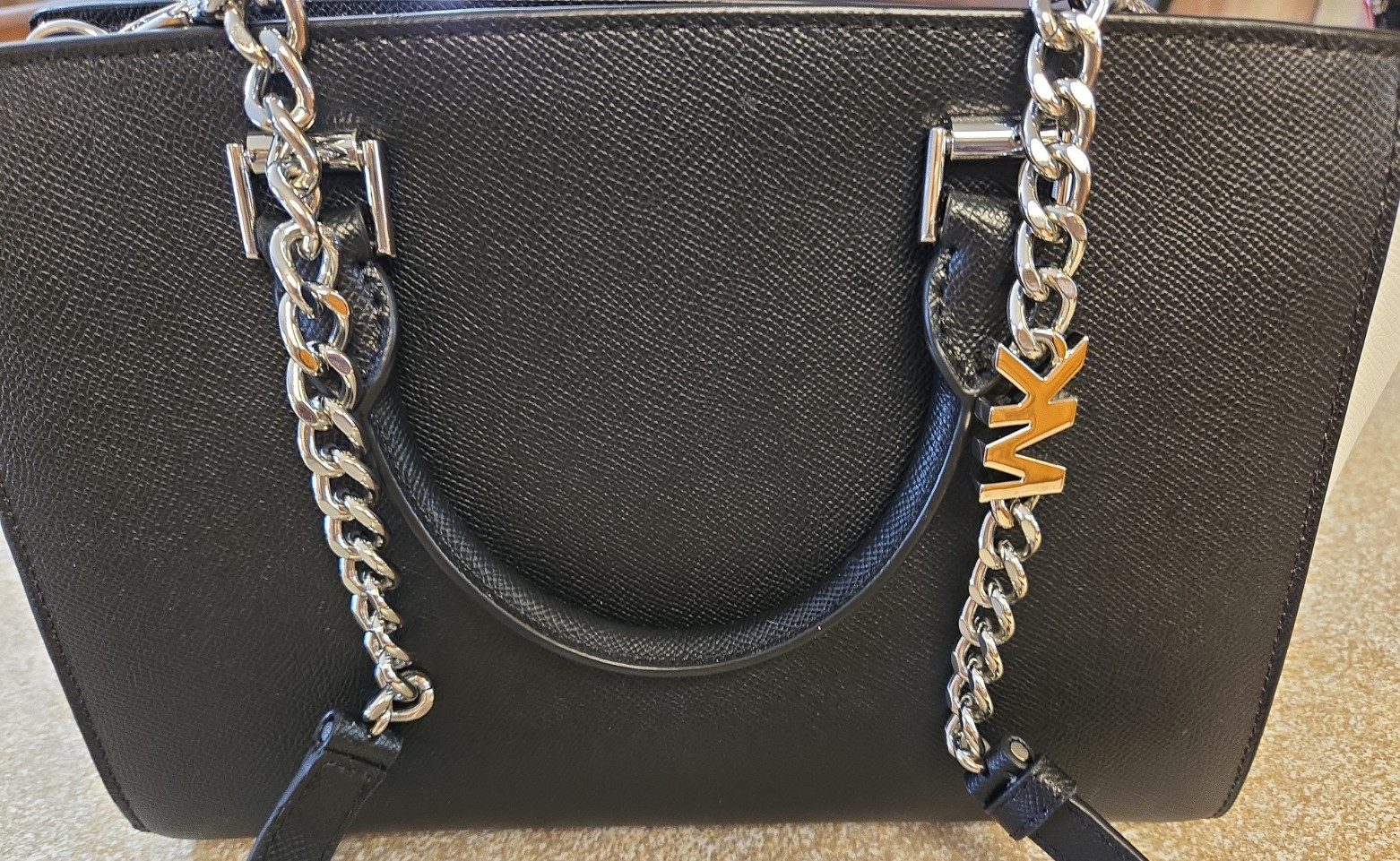 Michael Kors black/grey/white large handbag w crossbody strap NWOT