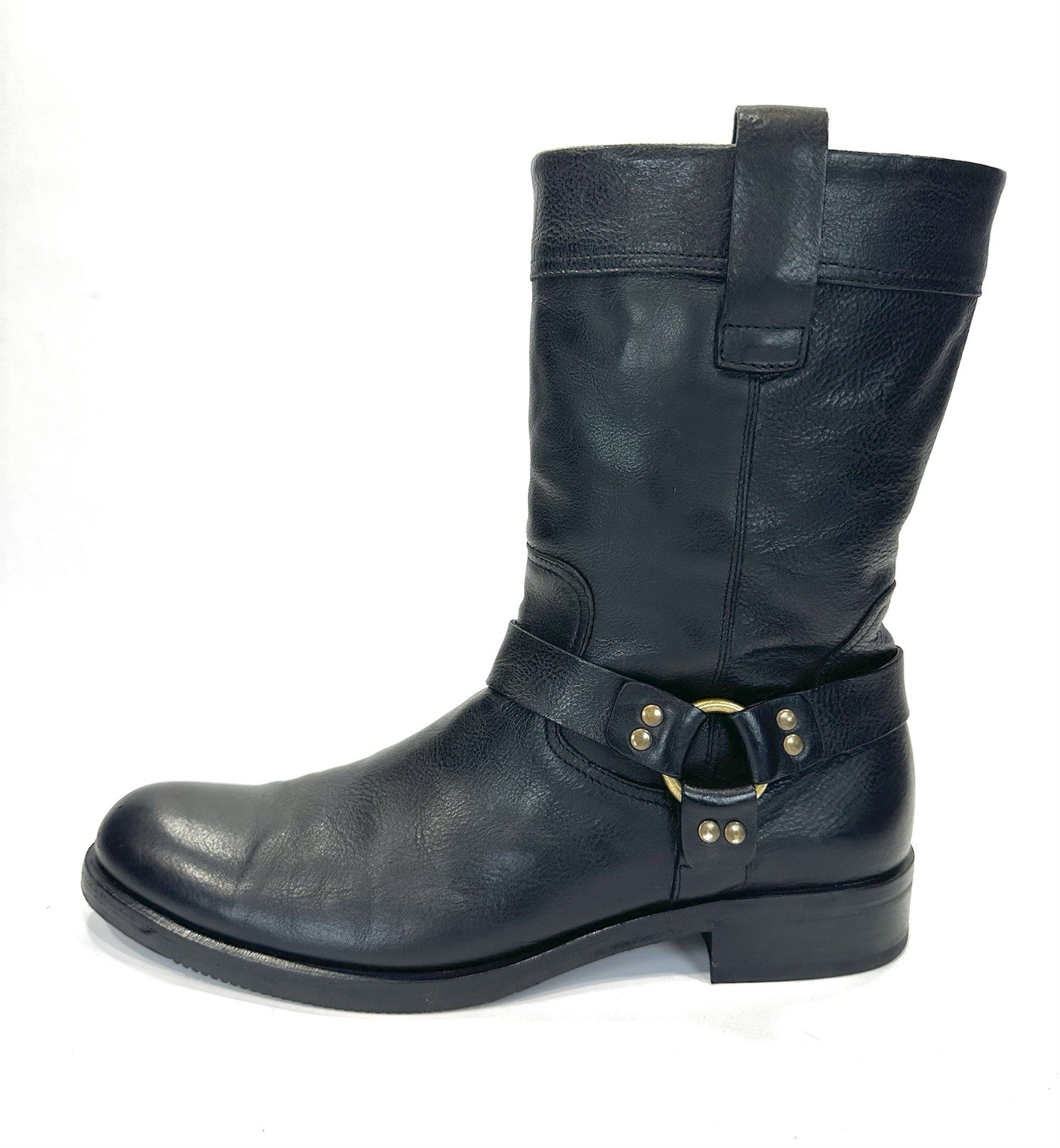 To Boot New York Adam Derrick Black Leather Harness Pull On Boots – Sz 8.5