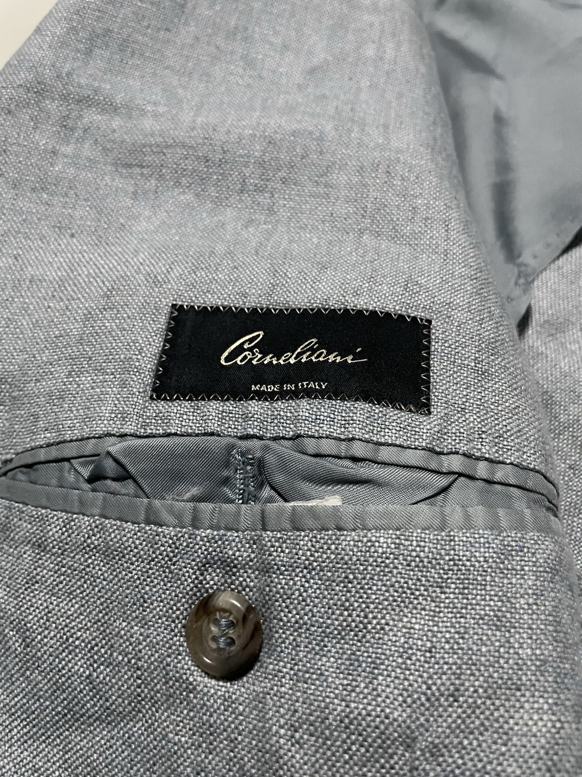 Corneliani 100% Linen 3 Button Blazer Gray IT 54/US 44 Unstructured Mens Jacket