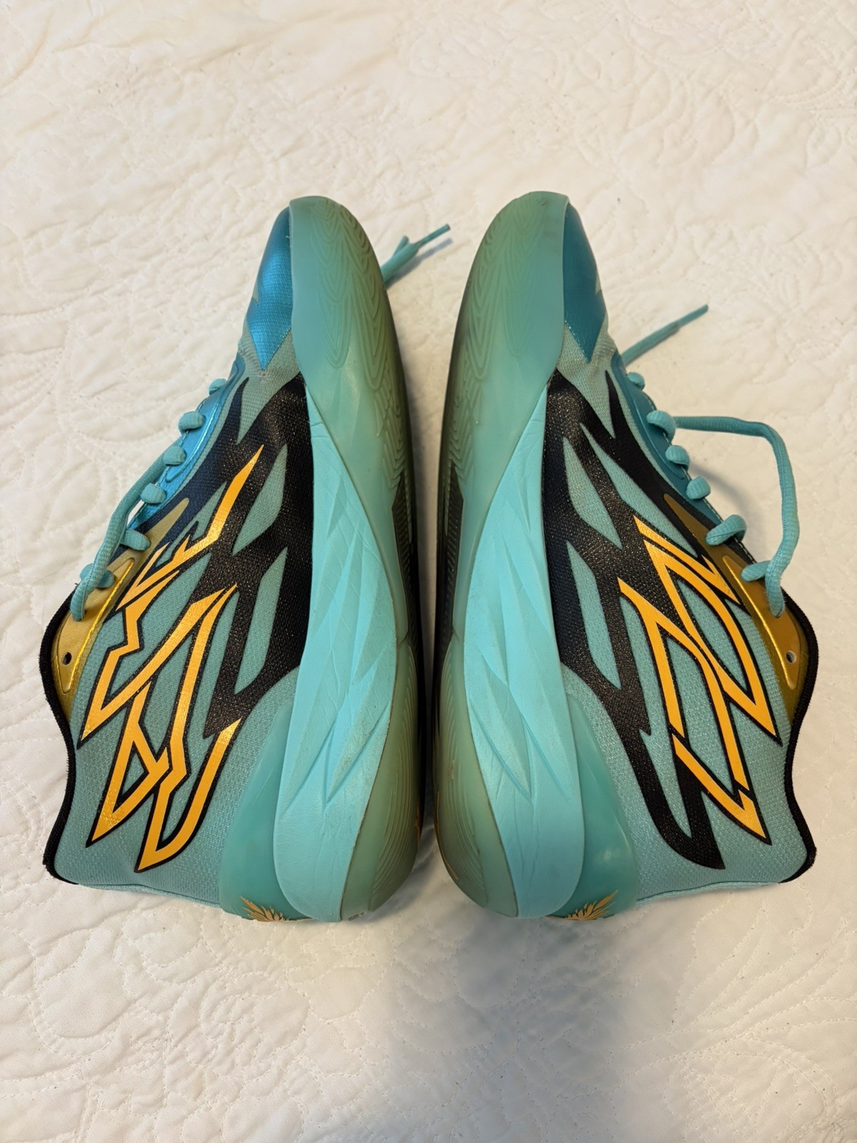 Puma Lamelo Ball MB.02 Teal Honeycomb Basketball Shoes Sneakers Sz 11 US