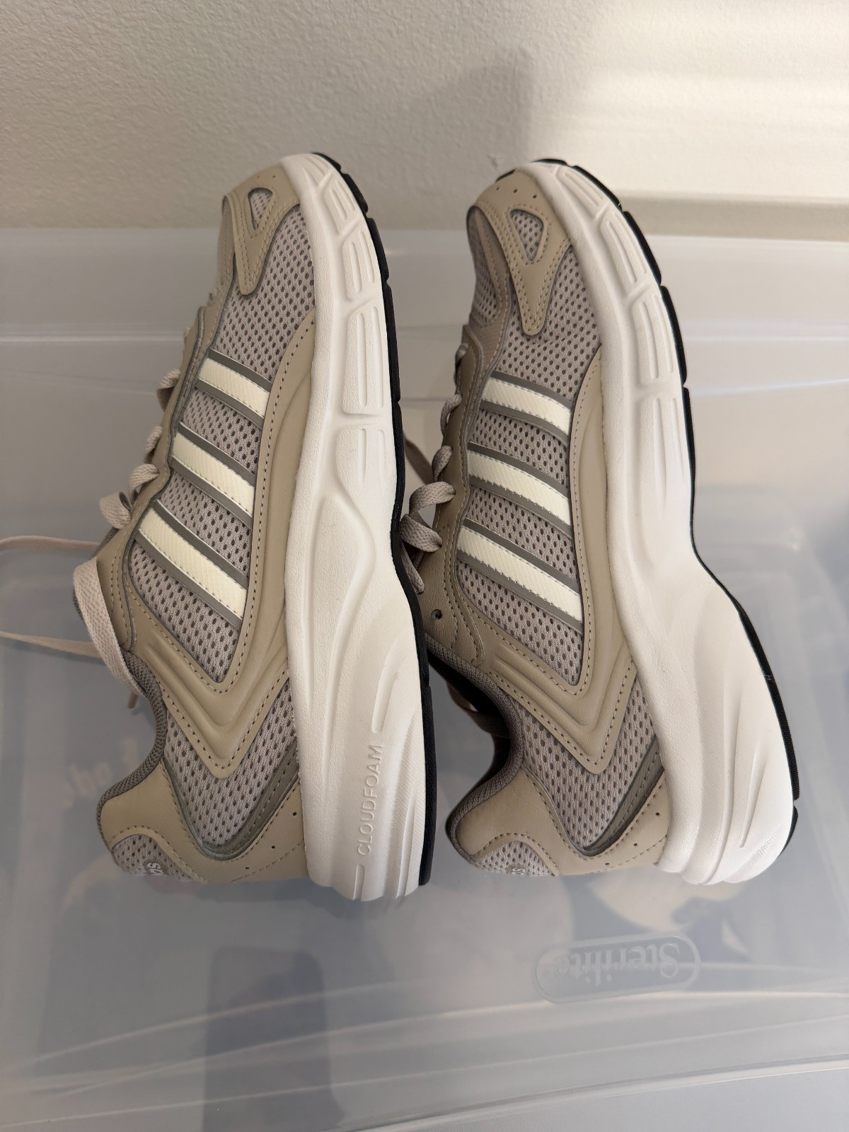 NEW Adidas Beige Grey Athletic Running Sneakers Shoes Men US 7.5 EU 40 2/3