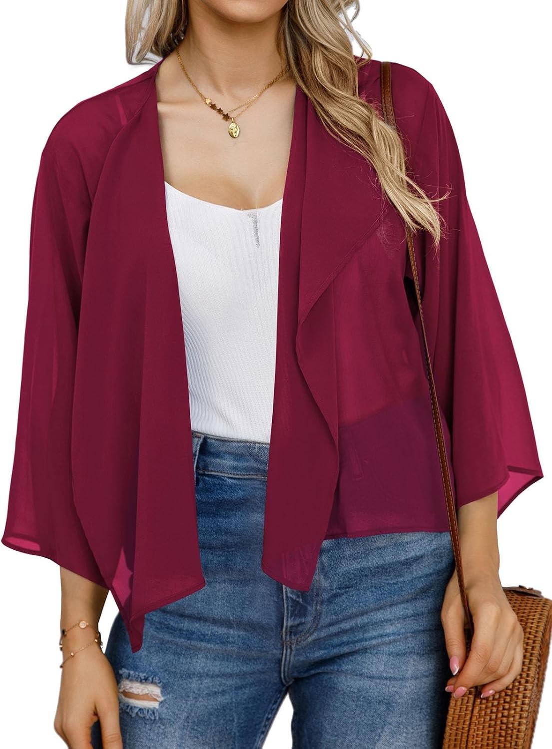 Womens Summer Short Shrugs Kimono Cardigan Casual Chiffon Bolero Jacket Tops