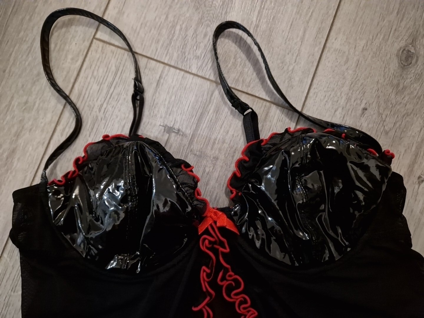 BNWOT Vintage Ann Summers Insinuate Black Mesh & PVC Babydoll Top Size S/M 10-14