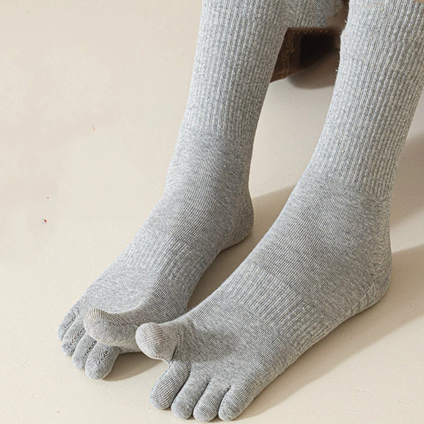 Women Crew Ankle Five Finger Toe Solid Casual Mesh Color Sport Cotton Sock 5Pack