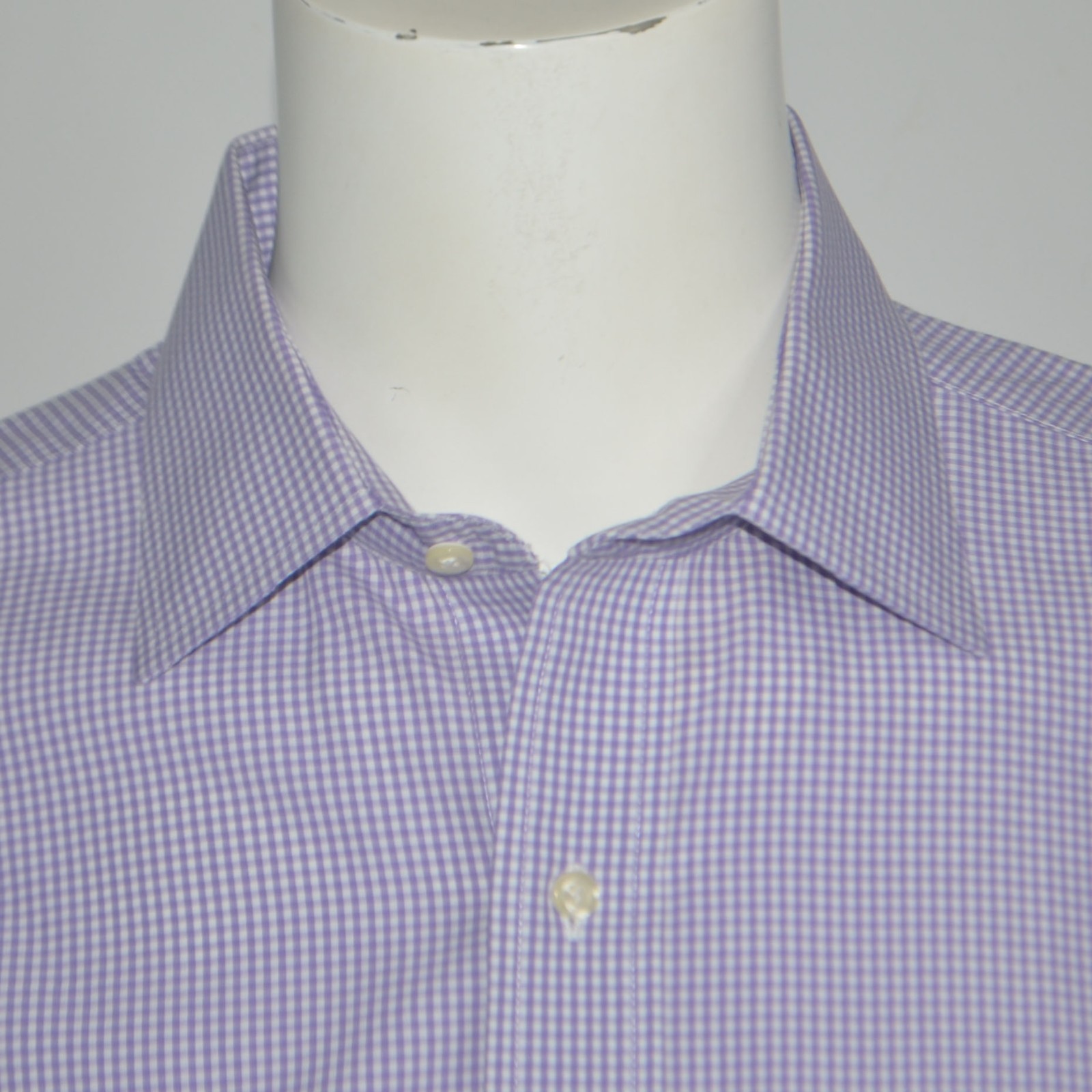 BROOKS BROTHERS Regent Non Iron Purple Check Cotton Dress Shirt Sz 16.5 – 34