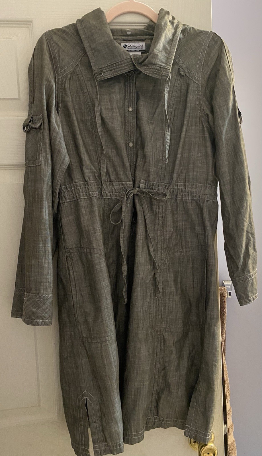 Columbia Women’s Gray Collared Shirt Dress Long Sleeve Button Front M