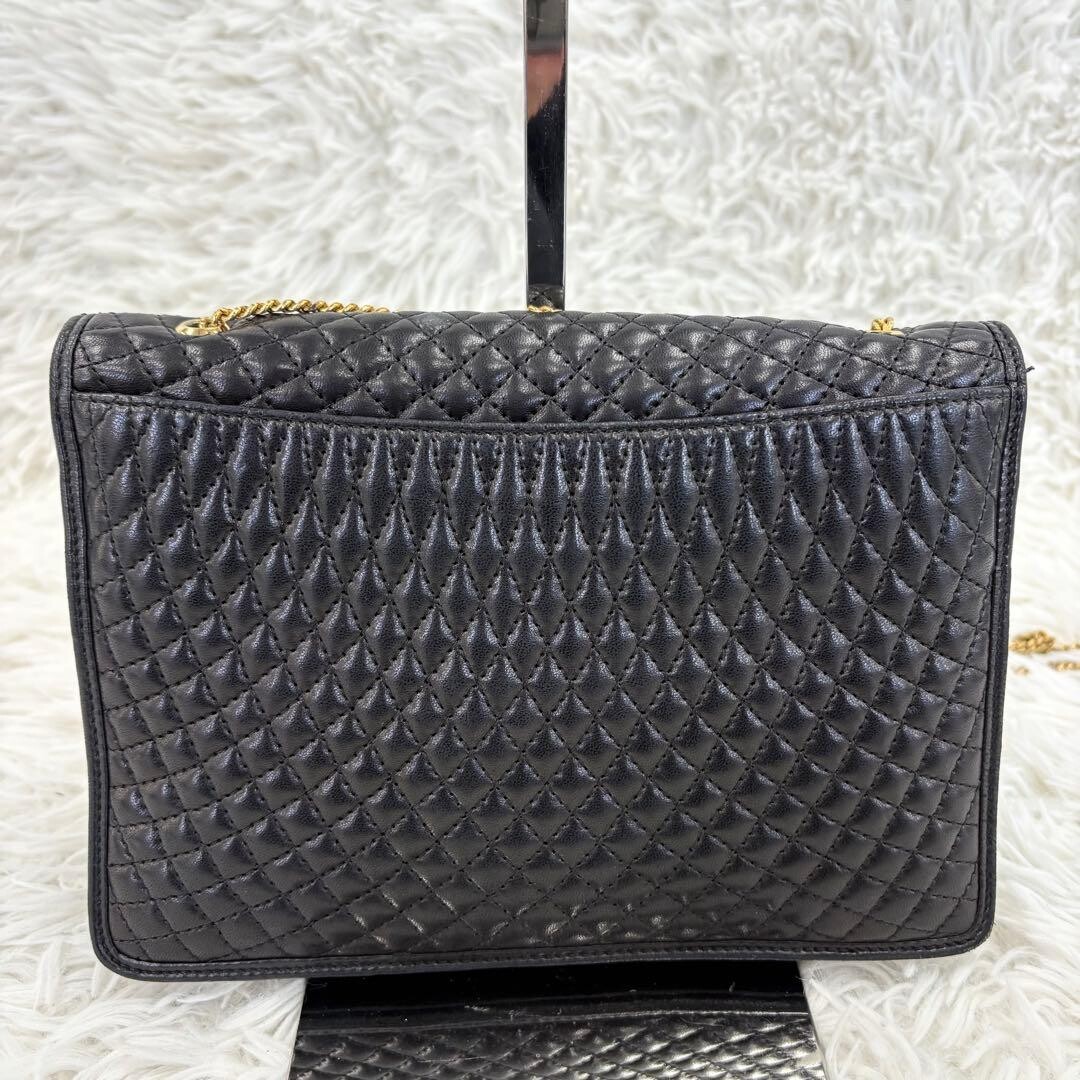 Bally Black Quilted Leather Chain Shoulder Bag Gold Hardware Flap Women