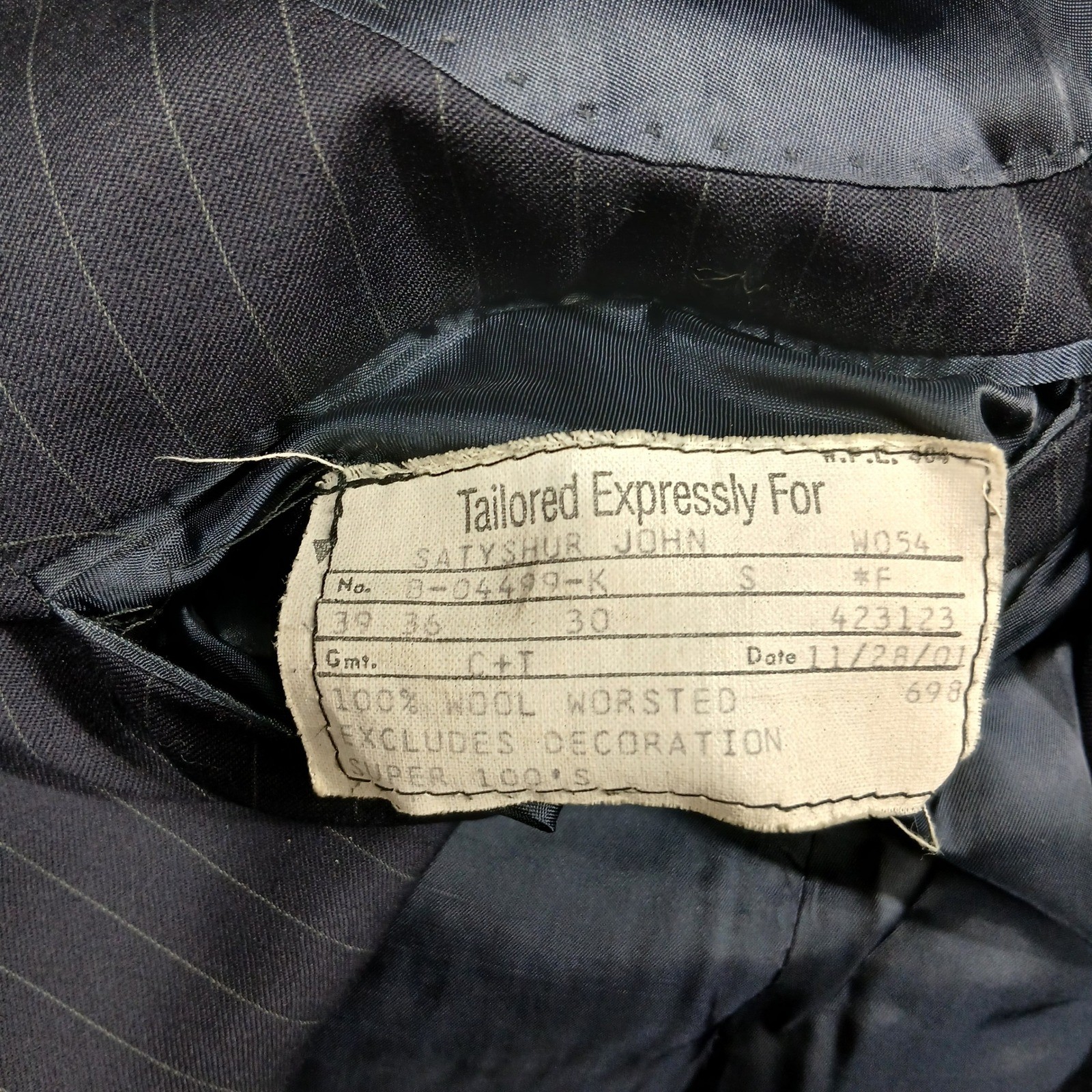 Hart Schaffner Marx Gold Trumpeter Blazer Men 44R Navy Pinstripe Wool Jacket