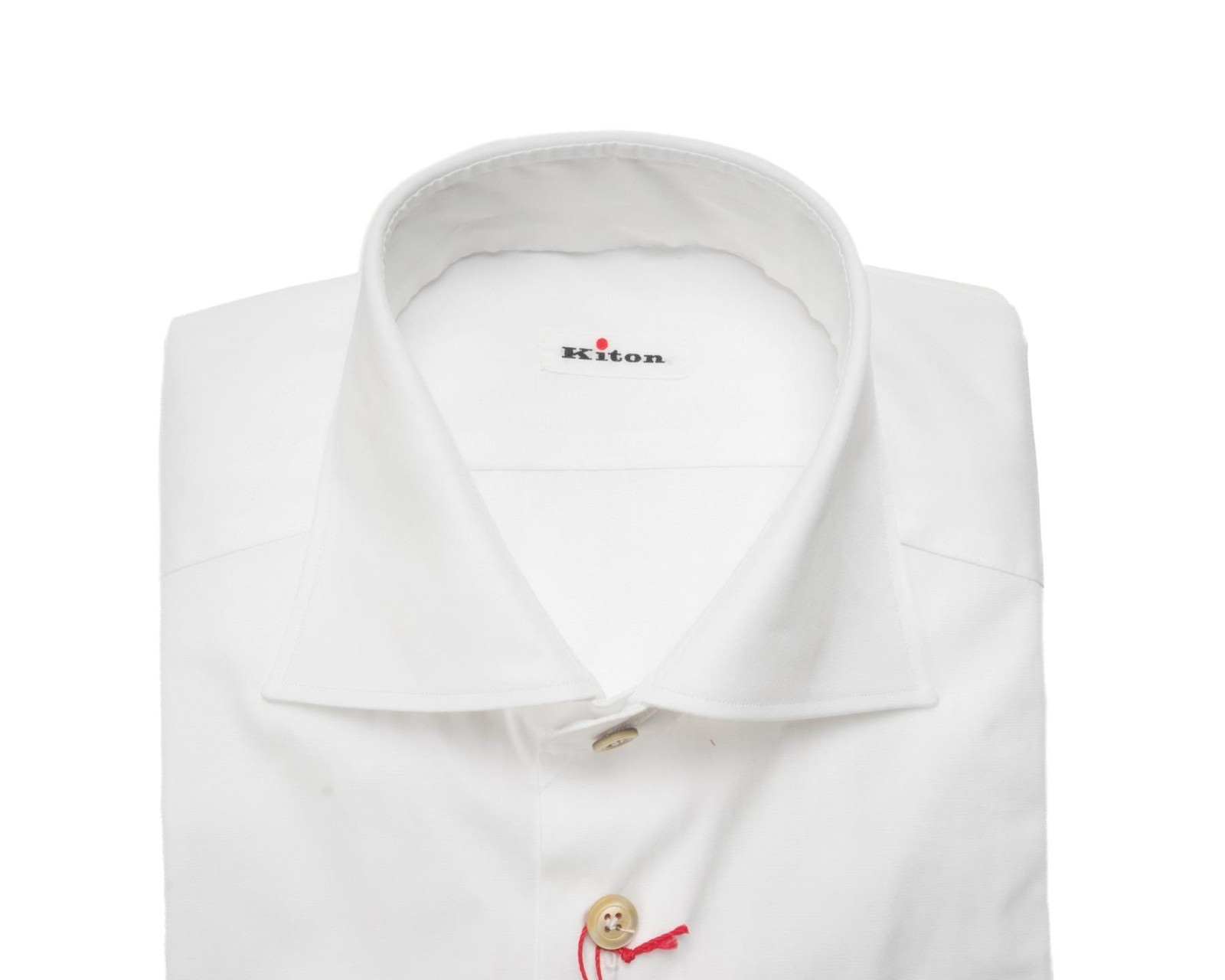 Kiton $1,195 NWT Solid White Cotton Spread Collar Dress Shirt (41 eu) 16 US