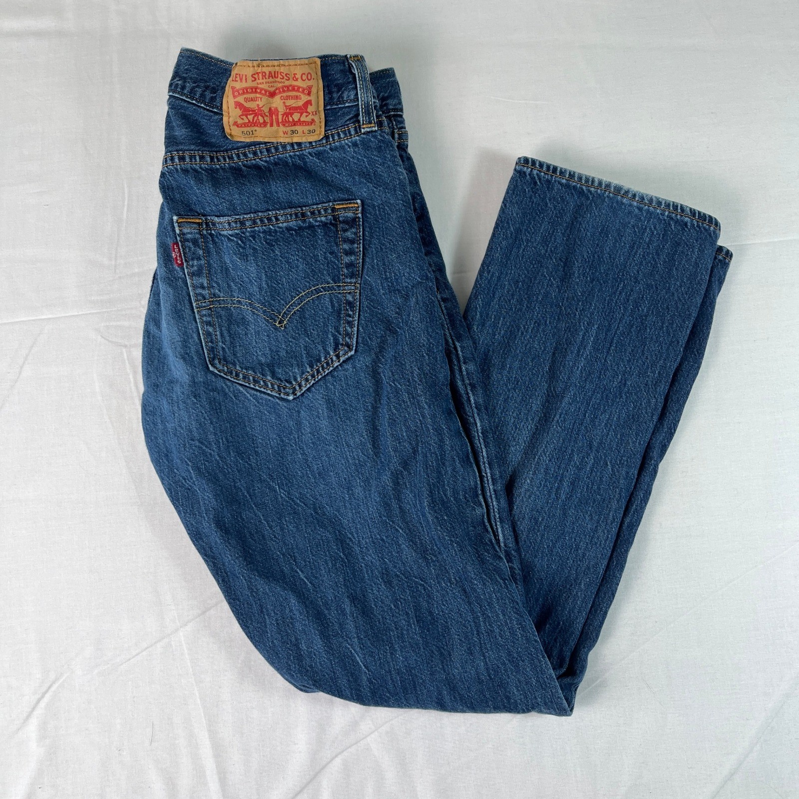 Levi’s 501 Original Fit Jeans Mens W30 L30 Blue Excellent Straight Button Fly