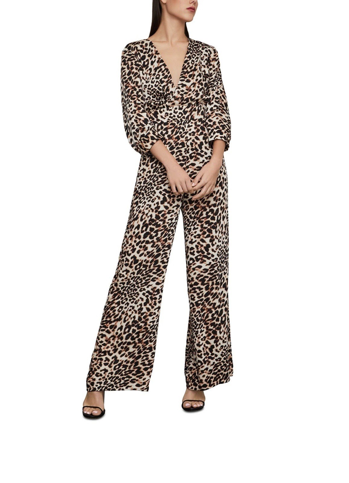 BCBG MAXAZRIA Neutral Classic Leopard-Print Jumpsuit Size XXS MSRP: $328.00