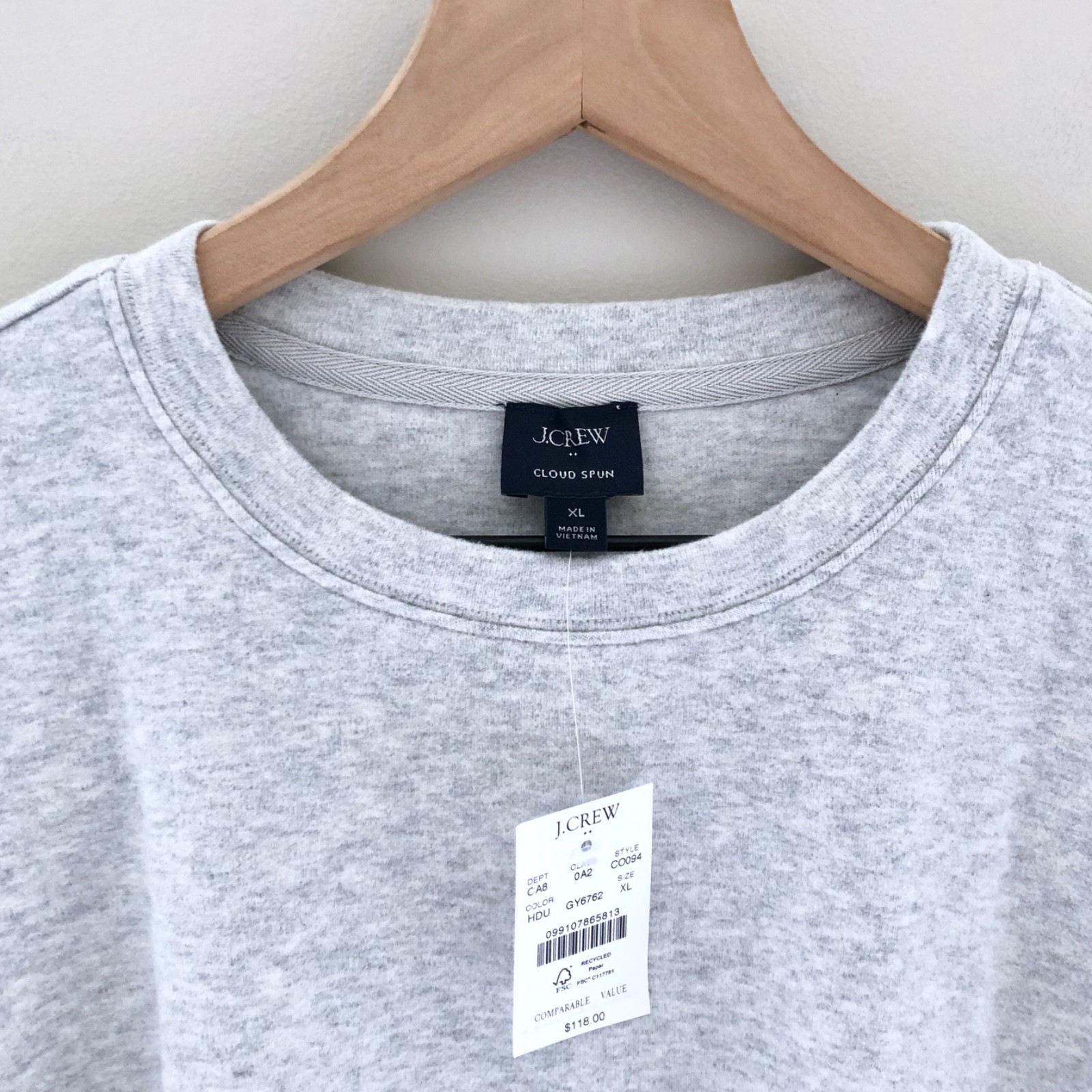 NWT J.Crew Factory XL Crewneck Sweatshirt in Cloudspun Yarn Heather Dusk Gray