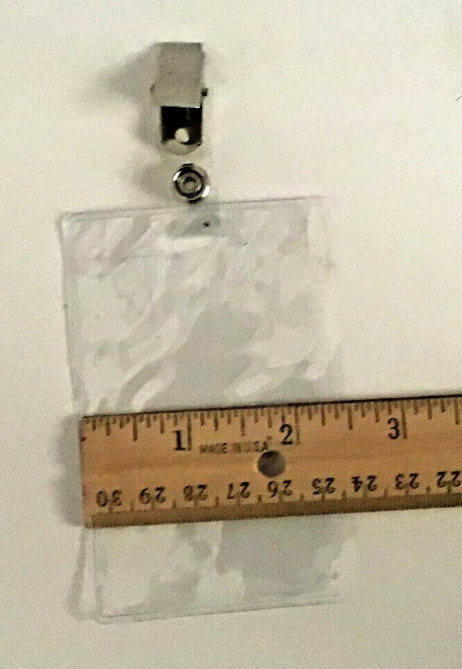 NIP 25 New Plastic Badge holders with aluminium clip 3 3/4″ x 2 1/4″ approx