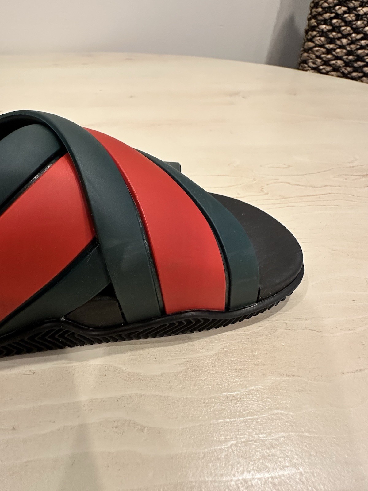 Gucci Web Stripe Rubber Slide Sandals Red Green COA GG Logo Women’s Size 5 35eu