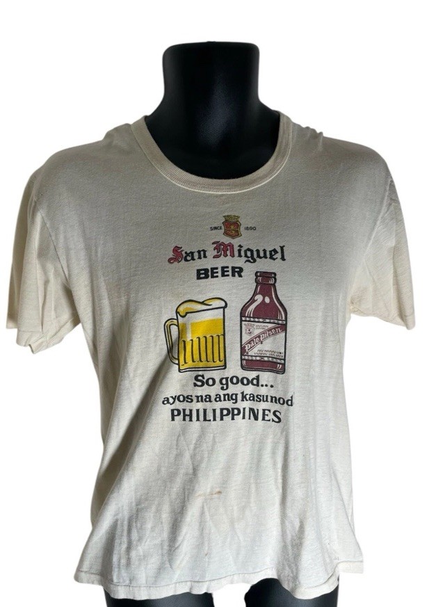Vintage San Miguel Beer Philippines Pale Pilsen Distressed T Shirt Tag XL 18X25