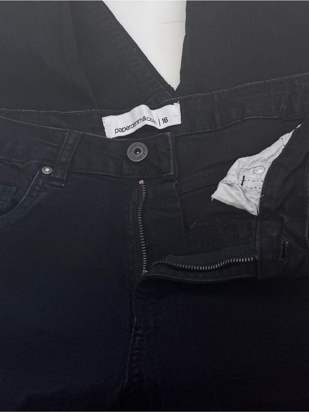 Paper Denim & Cloth Girls Black Straight Leg Stretch Jeans Size 16