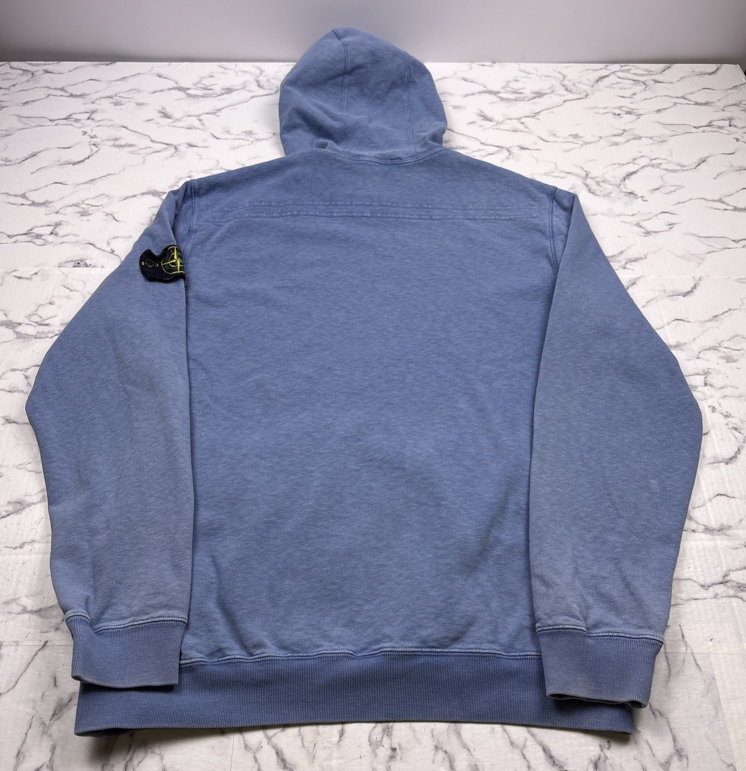 Stone Island Blue Hoodie Pullover Classic Sweatshirt Logo Patch Men’s Sz 2XL