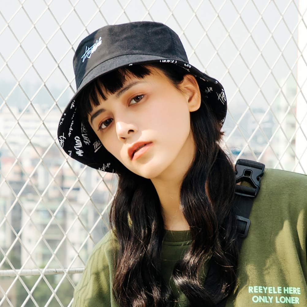 Unisex Bucket Hat Beach Sun Hat Aesthetic Fishing Hat for Men Women Teens, Rever