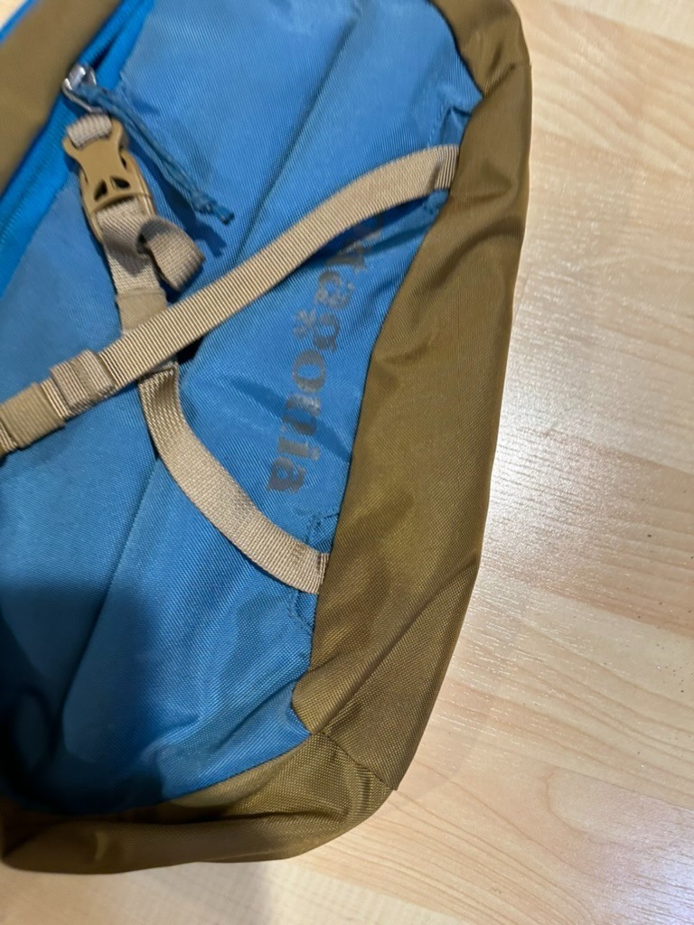 Patagonia Atom Sling 8L Crossbody Bag Blue Green Logo Hiking Adjustable