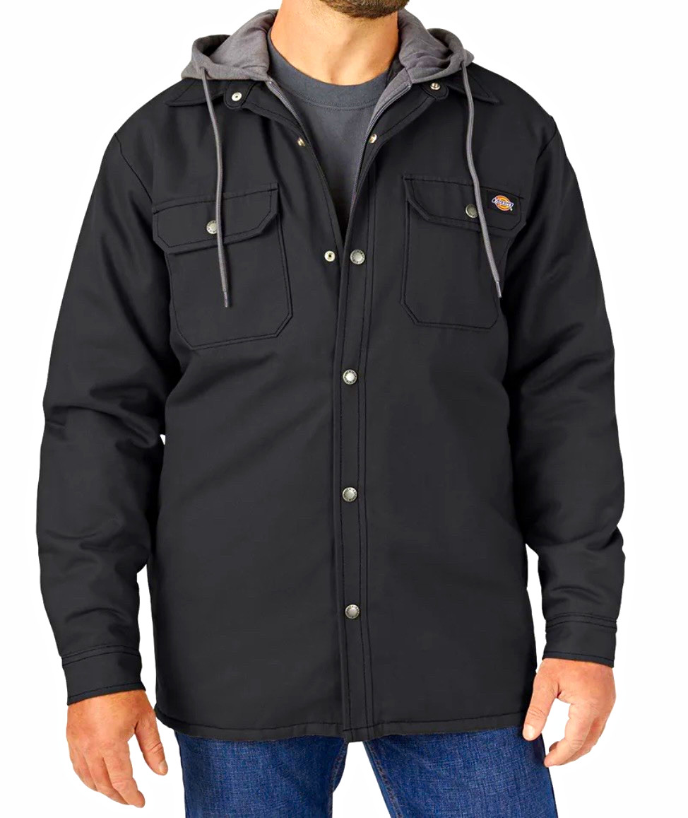 Dickies Men’s Black Hooded Lined Work Jacket, Regular Fit XL