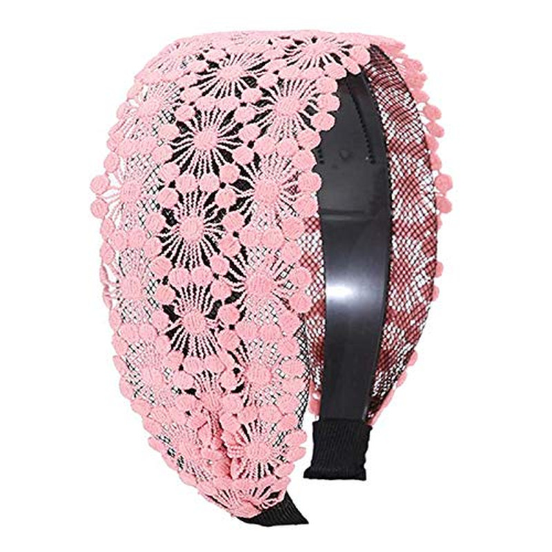 Non-Slip Multicolor Lace Headband Wide-Head Cutout Hard Headbands for Women and
