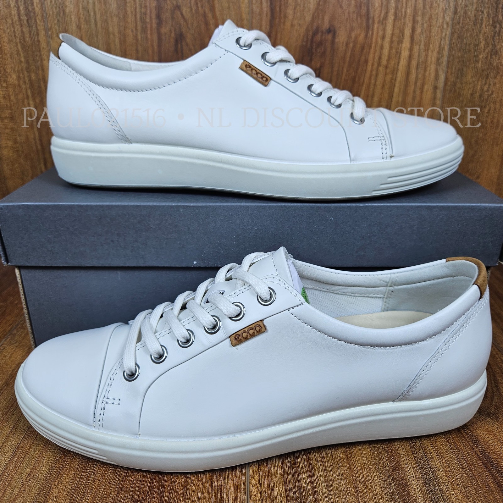 ECCO Women’s Soft Leather Sneakers Shoes ~ White ~ Various Sizes