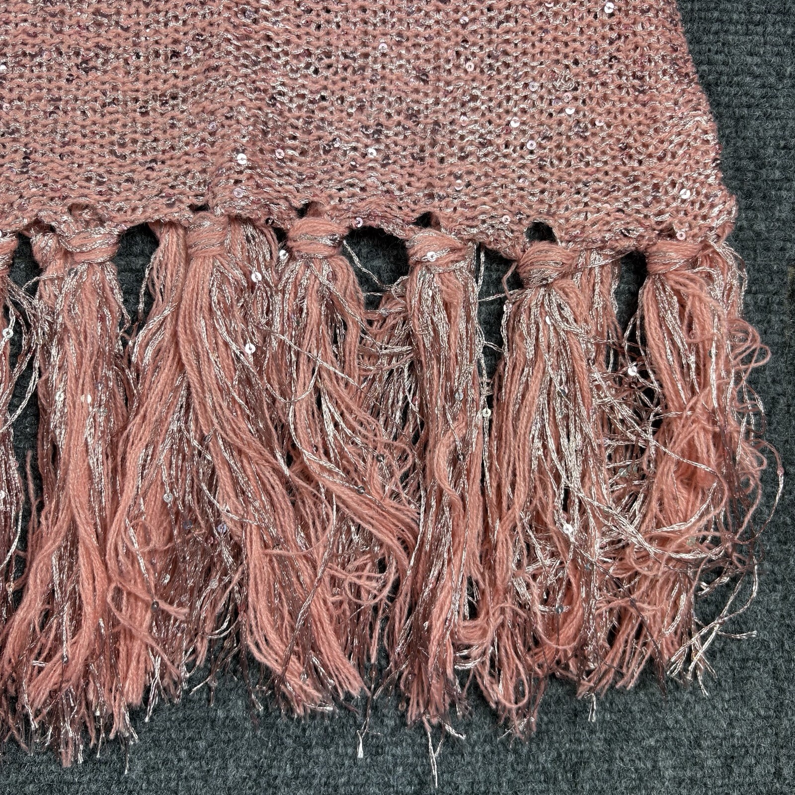 Pretty Angel Womens Crochet Linen Blend Pink Fringed Top Size XL Coastal Cowgirl