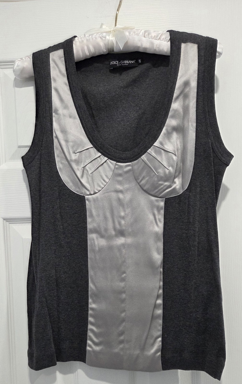 Dolce & Gabbana D&G Grey Cotton Silk Bustier Top IT 44 US M