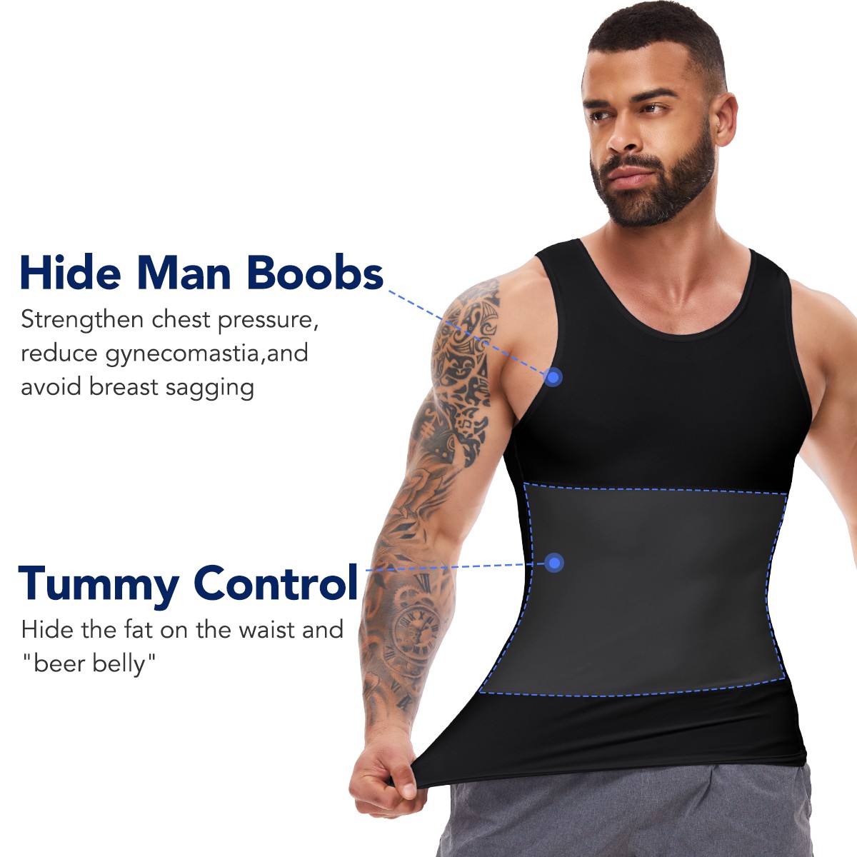 Men Compression Slim Tummy Control Body Shaper Vest Tank Top Shapewear Underwear