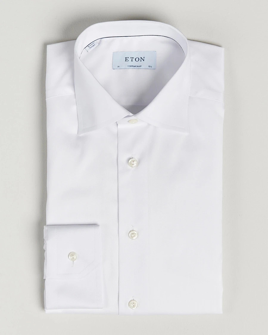 ETON White Contemporary Fit Dress Shirt 100% Cotton Classic Collar