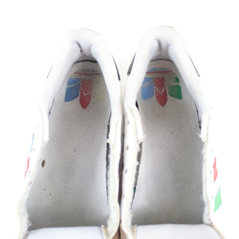 Adidas White with Multicolored Stripes Superstar Shell Toe Sneakers Kids Size 6