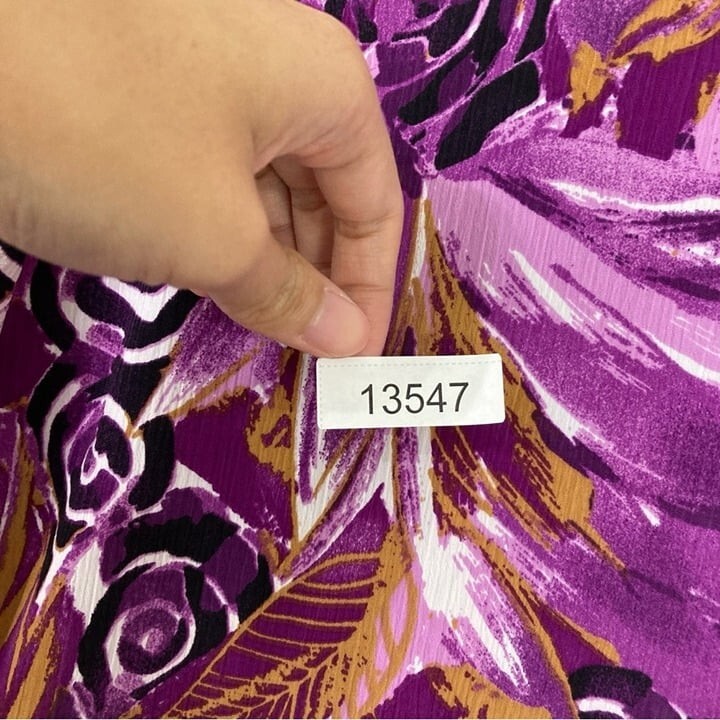 Maggie Barnes Purple Brown Abstract Print Short Sleeve Button Down size 1X