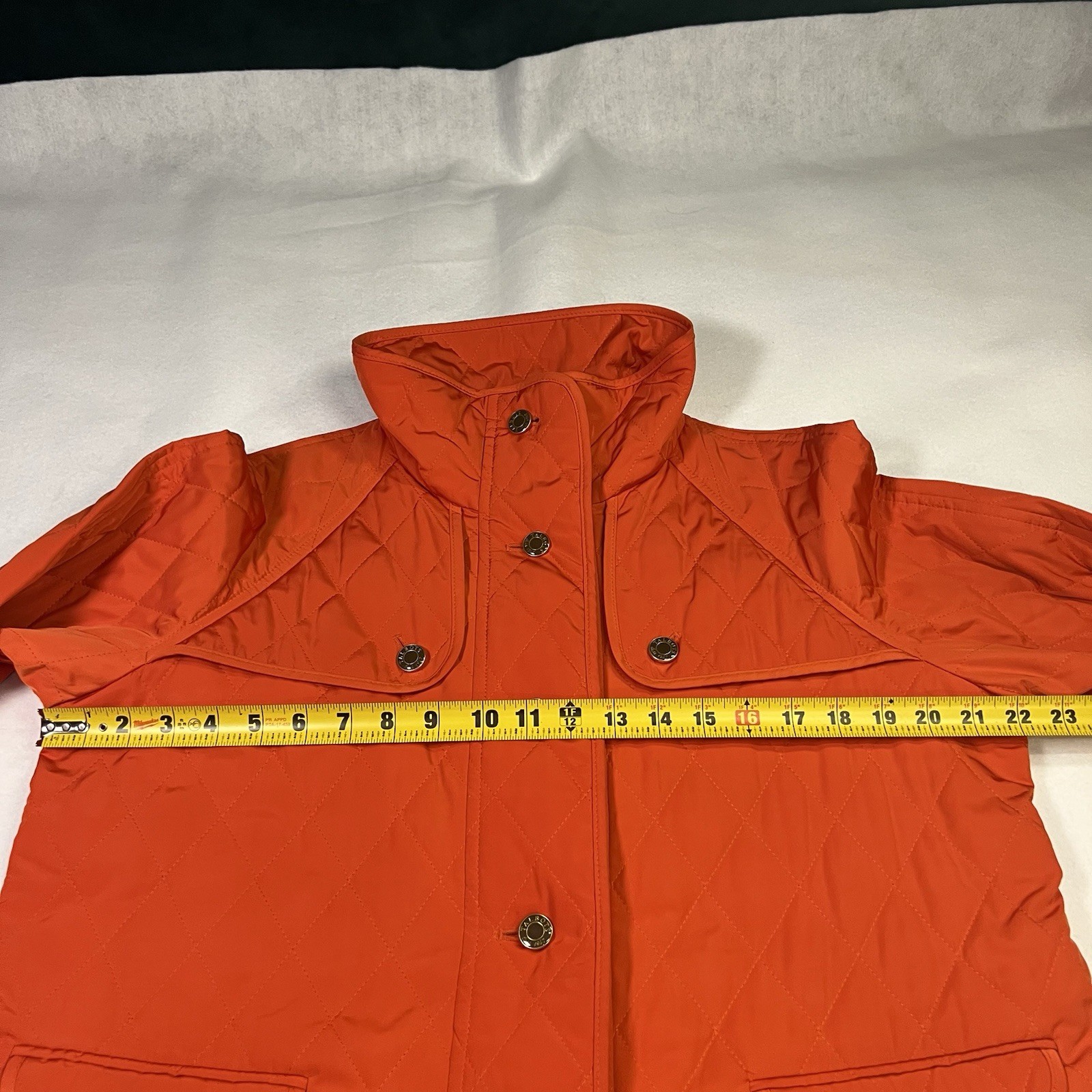 Talbots Orange Quilted Button Front Short Jacket Women’s Size Medium