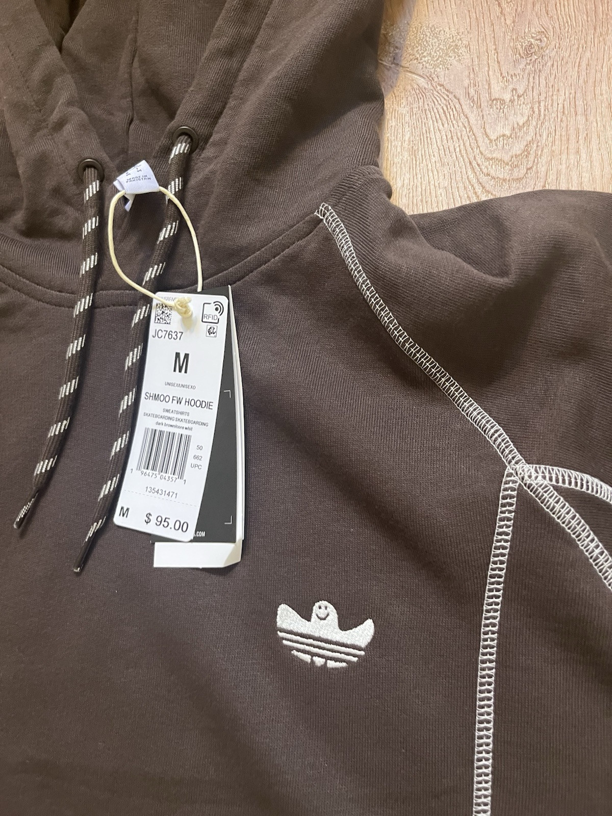 adidas Shmoofoil Featherweight Hoodie (Gender Neutral) Sz M Brown White JC7637