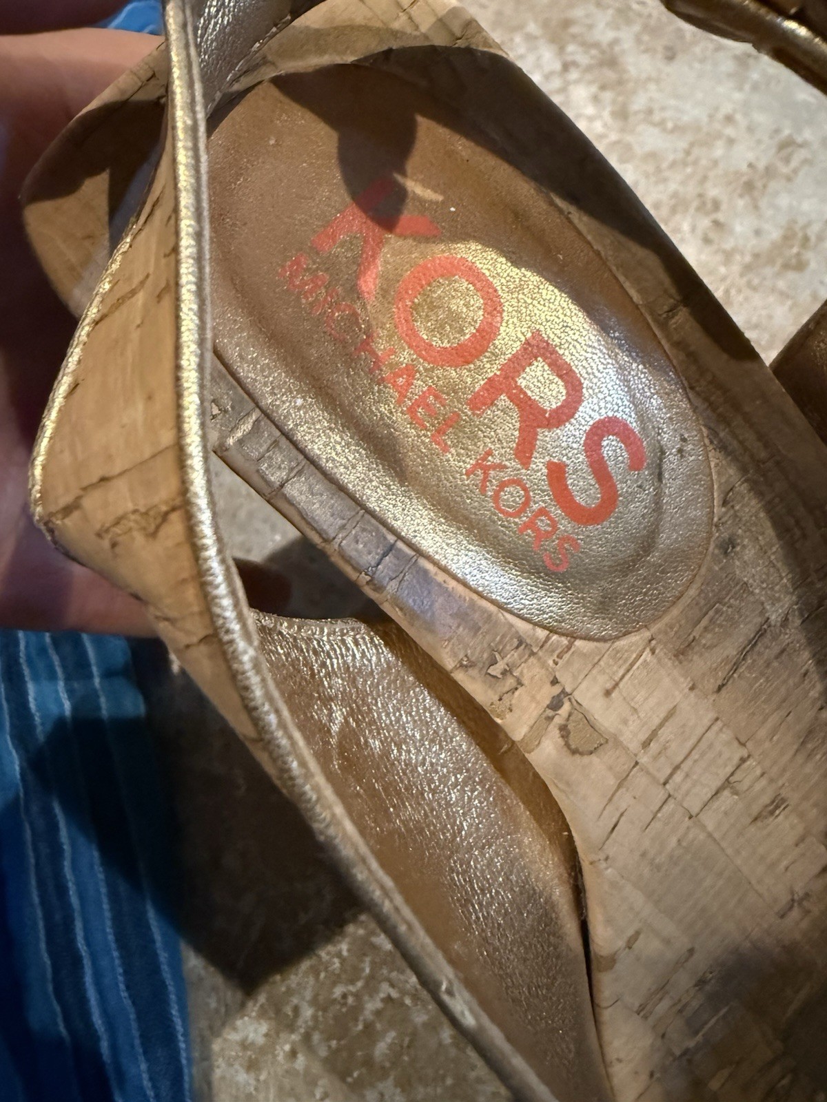 Michael Kors Cork Platform Sandals Sculptural Cutout Block Heel Slingback 7.5M