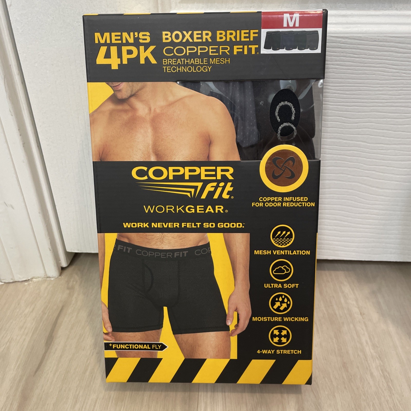 Copper Fit Men’s Performance Boxer Briefs Size M Copper Infused D
