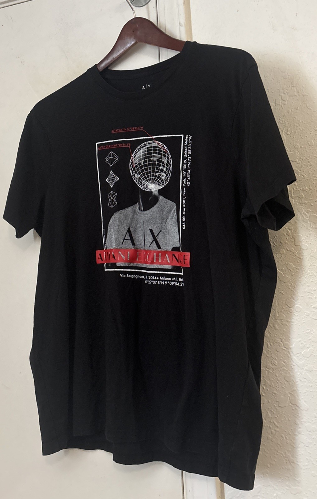New Armani A/X Black Crew Neck T Shirt L Large XL