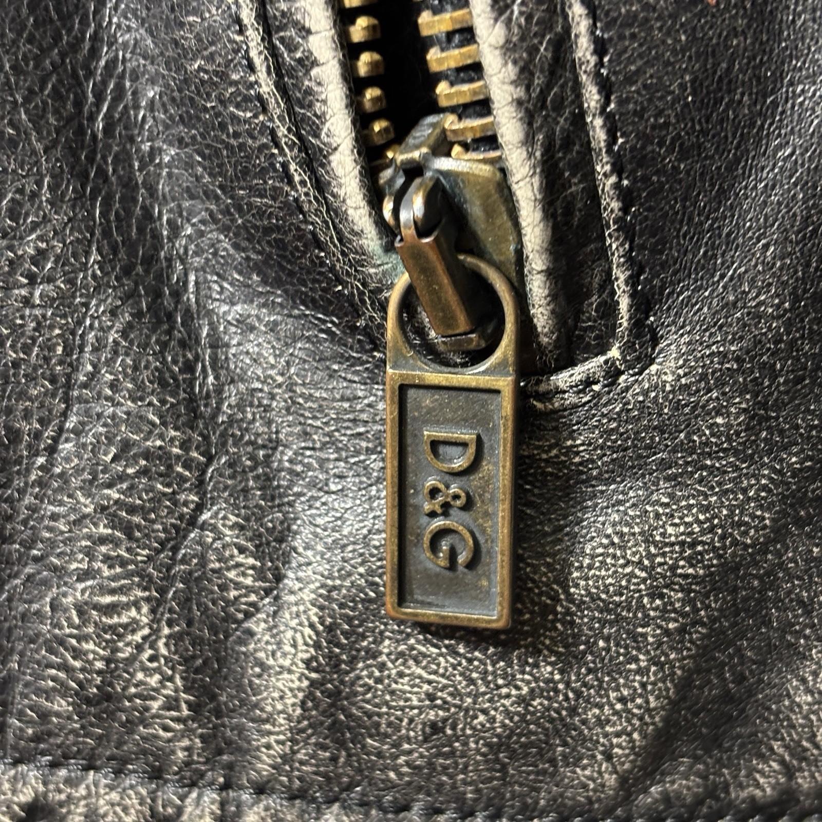 Designer DOLCE & GABBANA Men’s D&G Multi Zippers Leather Biker Jacket 50 Vtg 90s