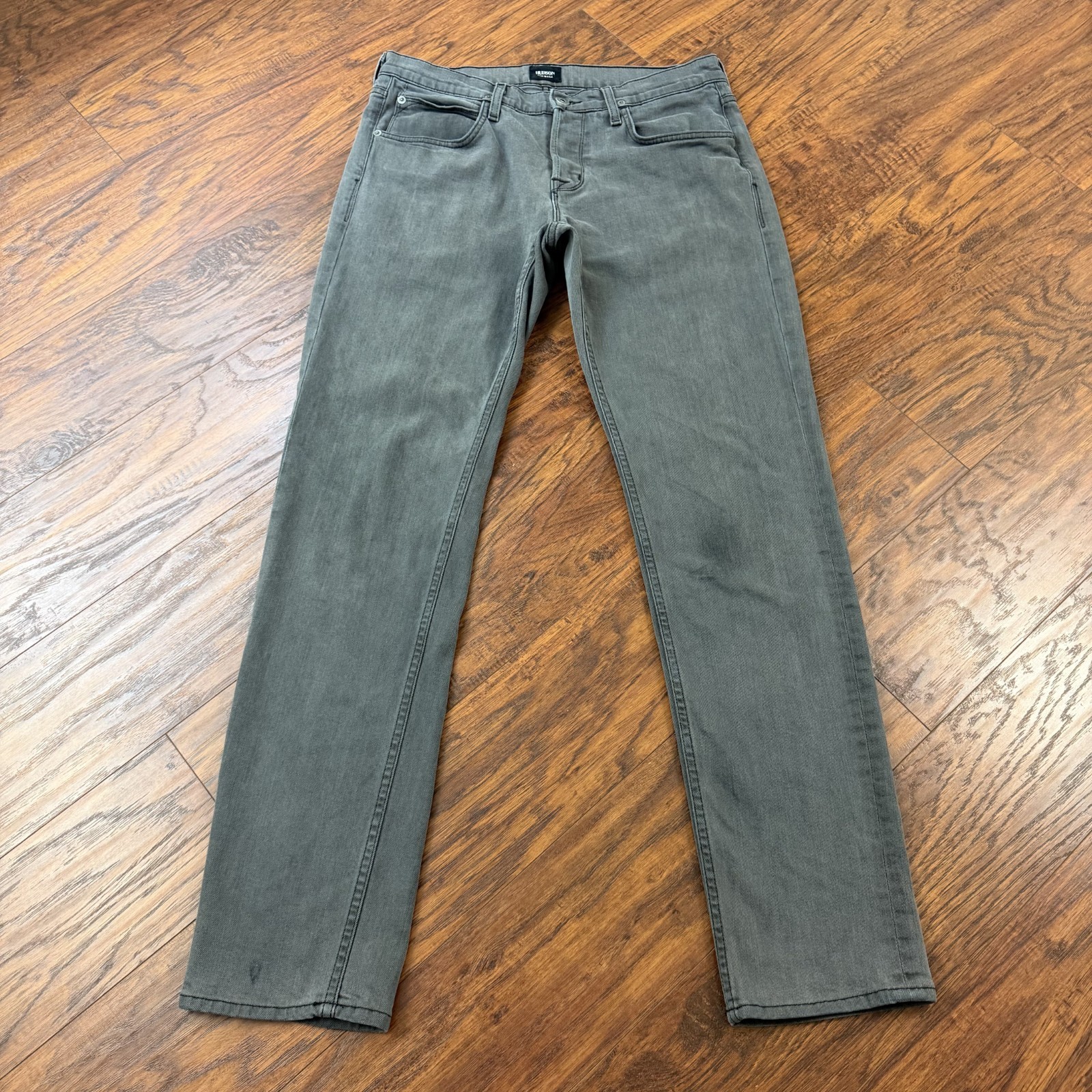 Hudson Jeans Men 33 Gray Straight Slim Fit Button Fly Denim Stretch Blake USA