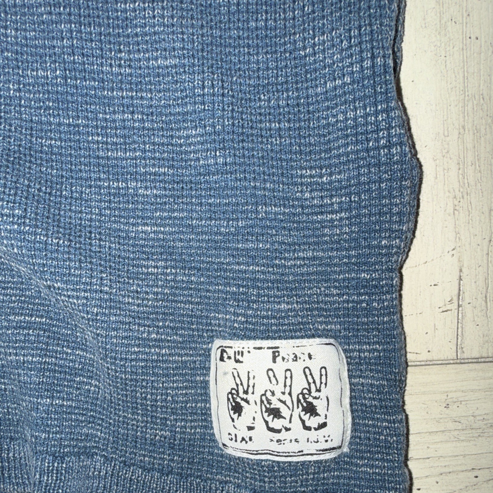 John Varvatos U.S.A. Men’s Blue Waffle-Knit Henley Long Sleeve Sweater XL