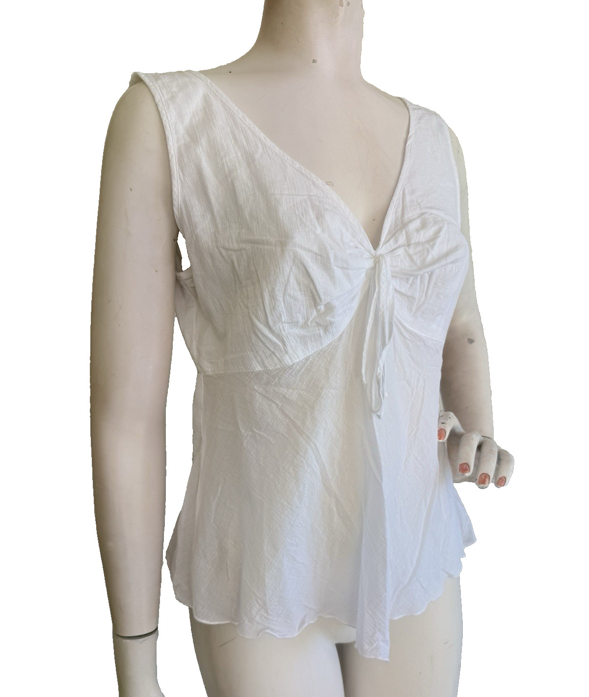 JAMS WORLD Voile Tank Top White 100% Cotton Hawaiian Aloha V-Neck NEW Size XL