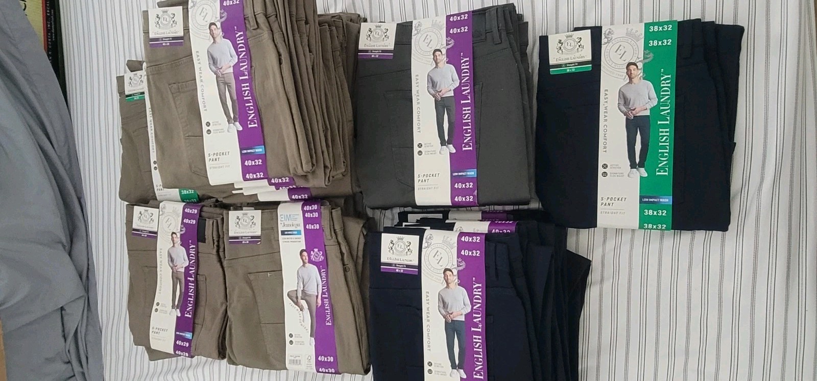 ENGLISH LAUNDRY MEN’S 5 POCKET PANT STRAIGHT FIT VARIOUS SIZE IN TAN,BLUE,GRAY