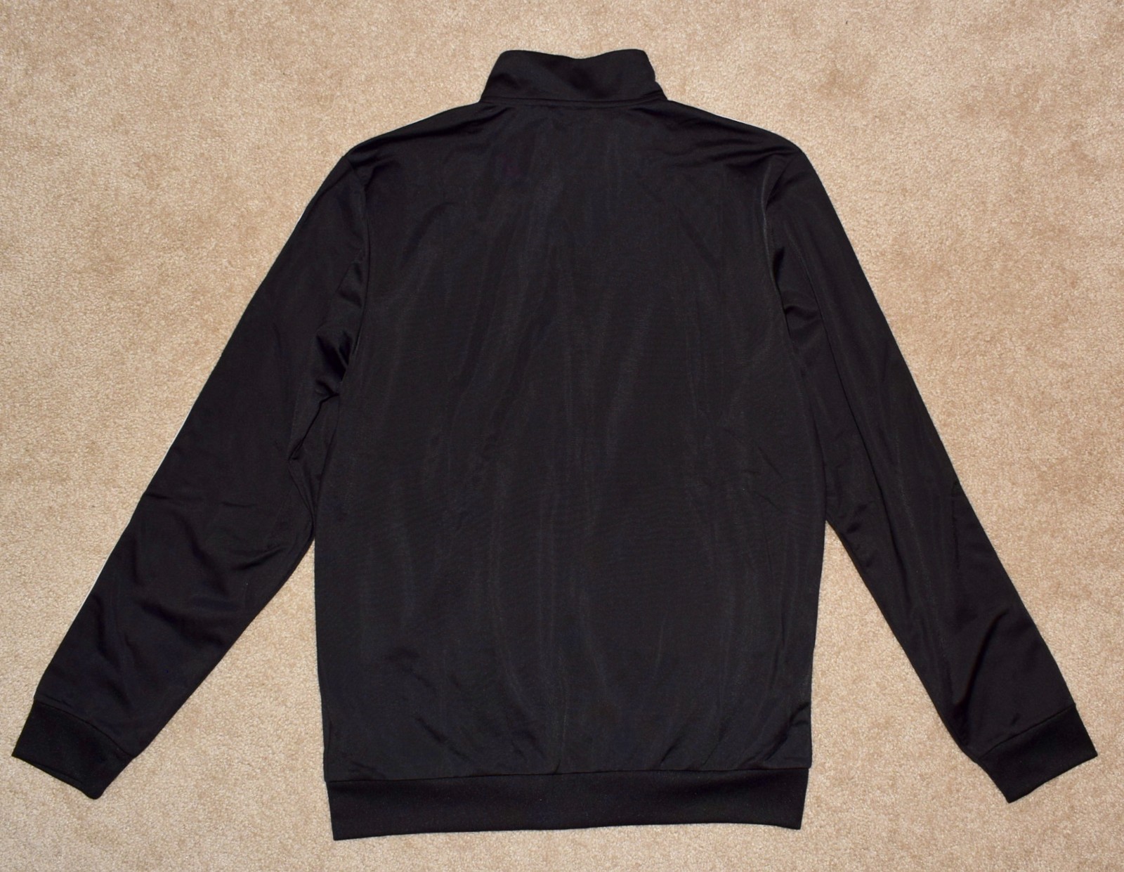 New Mens Adidas Track Jacket Medium Black Zip Front Regular Fit Long Sleeve