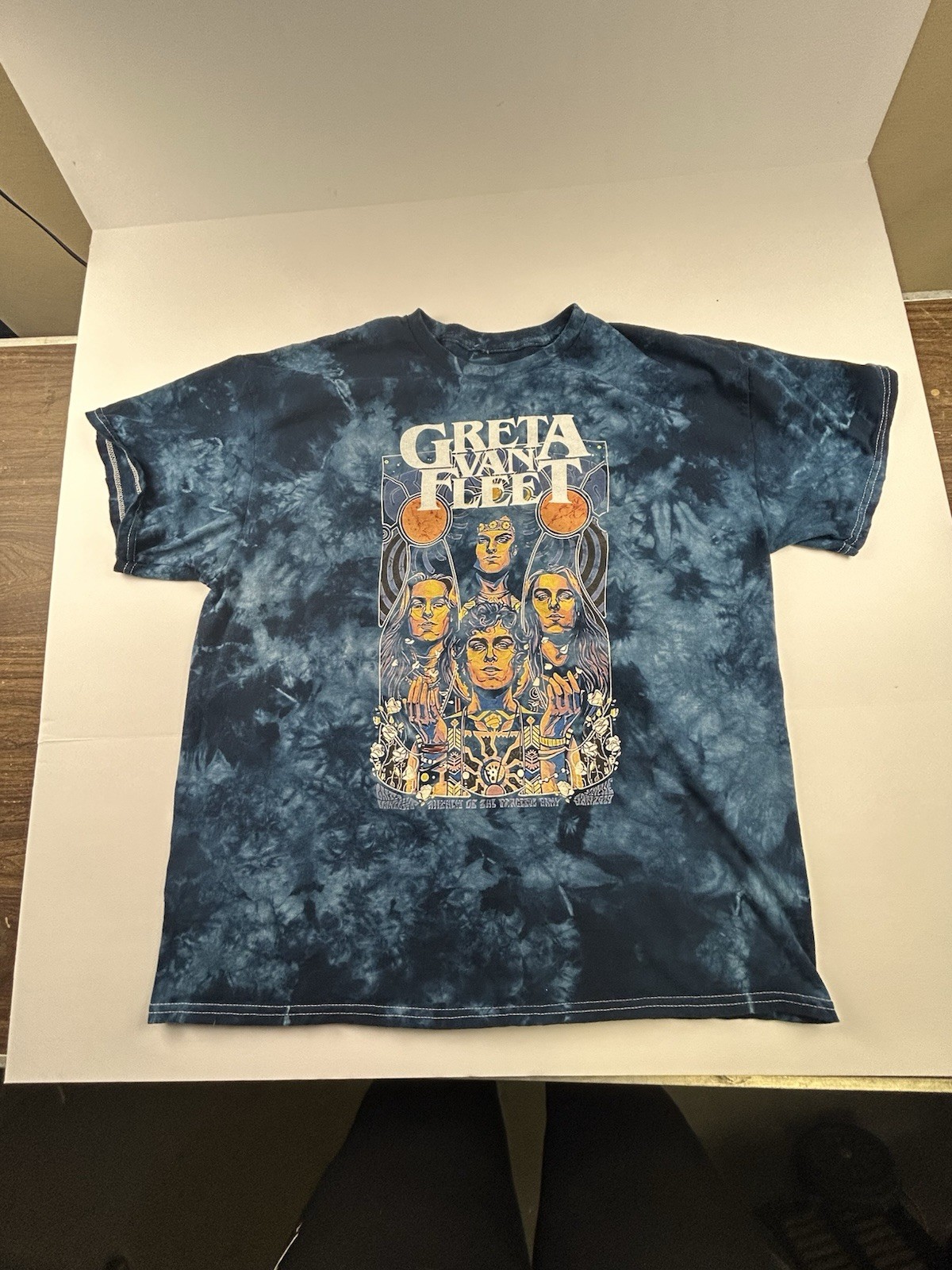 Tye Die Blue And Black Greta Van Fleet T-Shirt Size XL Used