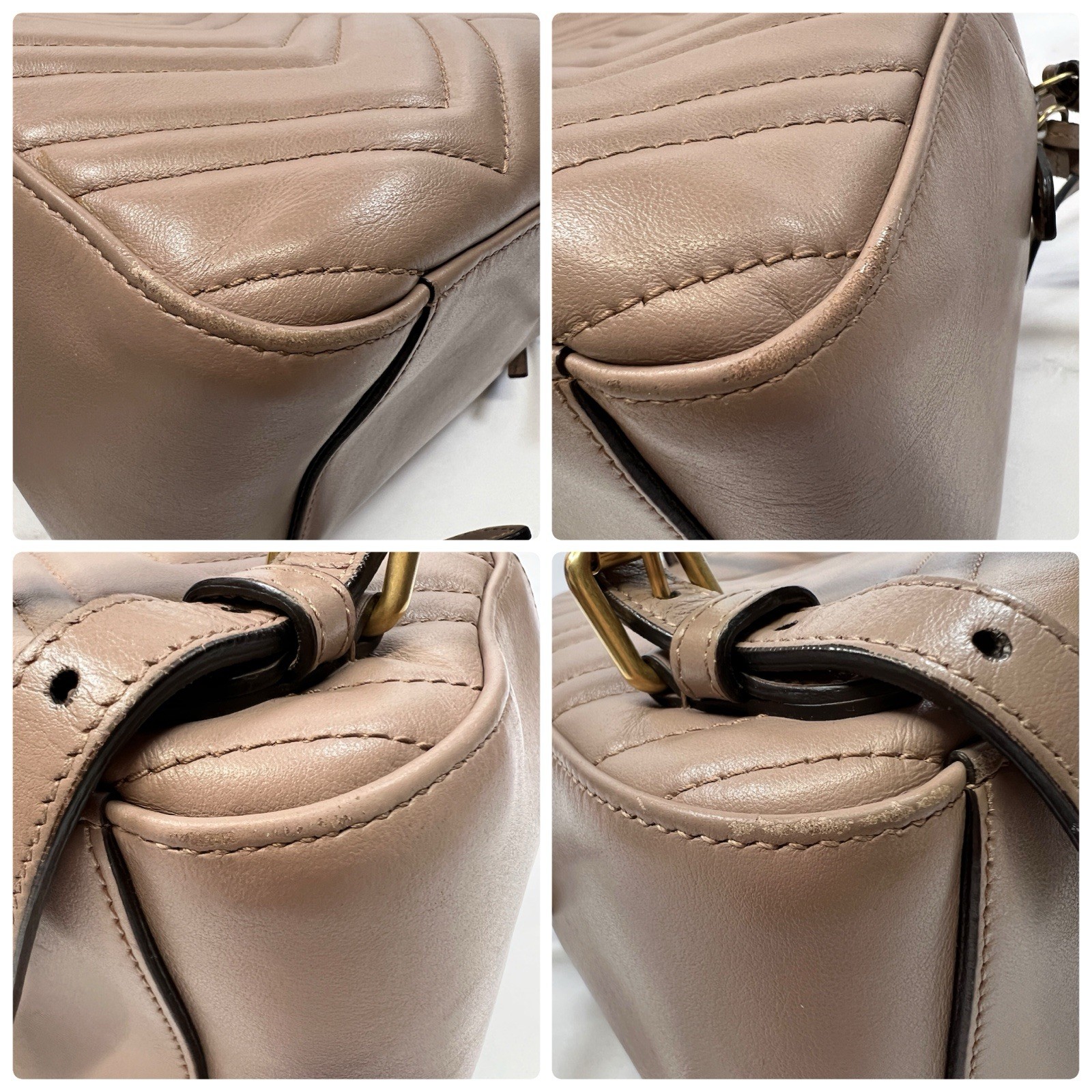 Gucci GG Marmont Calfskin Matelasse Leather Chevron Backpack Purse Bag